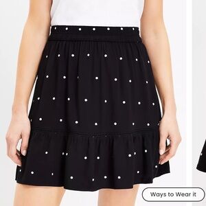 NWT Loft Black and White Polka Dot Flowy Skirt